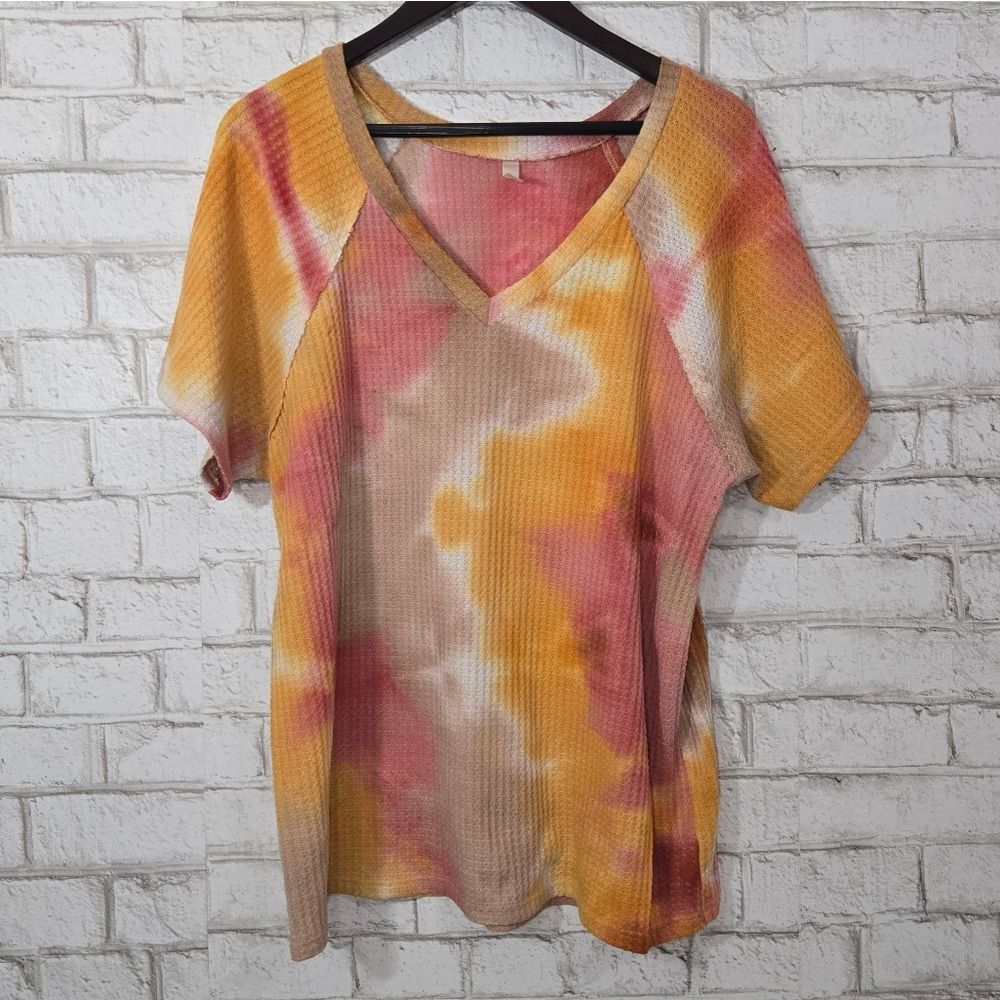 magic fit cute short sleeve tye-dye top